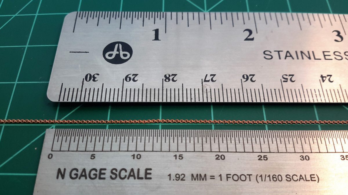 N/HO/HOn3 Scales Brass Model Chain 44 Links Per Inch SOLD